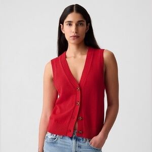 GAP Red V-Neck Sweater Vest